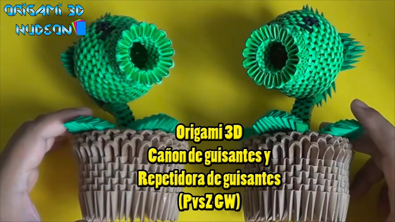 Origami 3D Cañon de guisantes y Repetidora de guisantes (PvsZ GW)