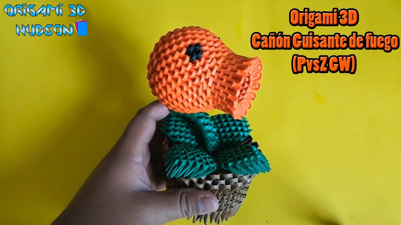 Origami 3D Cañón Guisante de fuego (PvsZ GW)