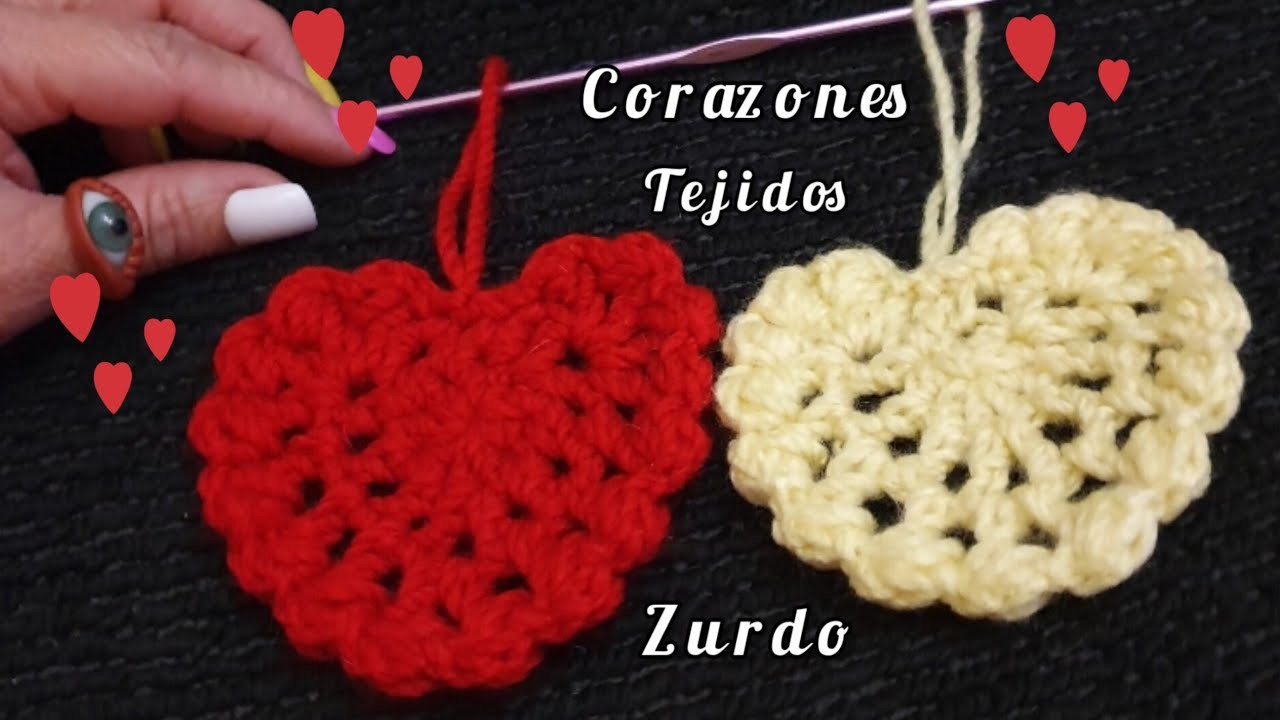 Cómo tejer un ❤ súper fácil paso a paso.ZURDO
