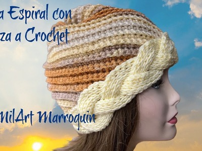 Gorra Espiral con Trenza a Crochet (cc)