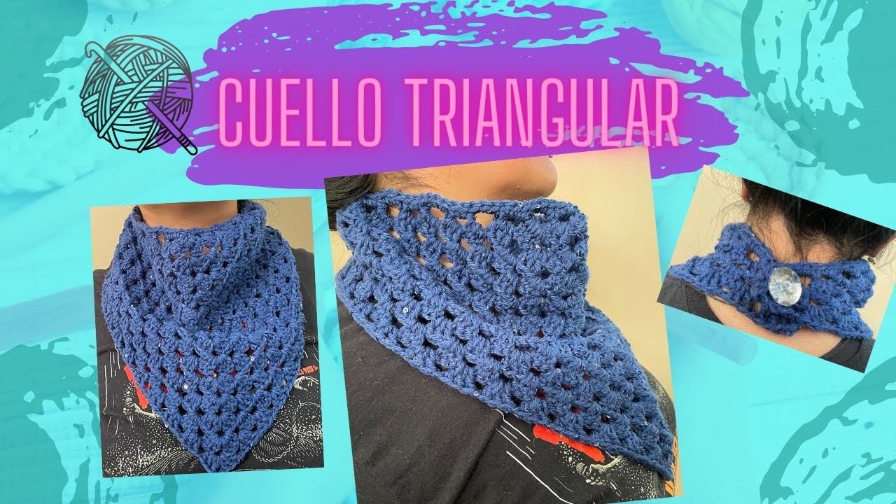 CÓMO TEJER CUELLO TRIANGULAR A CROCHET ¡SÚPER FÁCIL Y RÁPIDO!