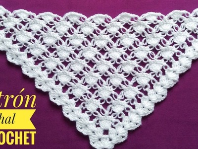 Mira que Fácil es Tejer éste Hermoso Patrón para Chal a CROCHET.Easy crochet triangle Shawl Pattern