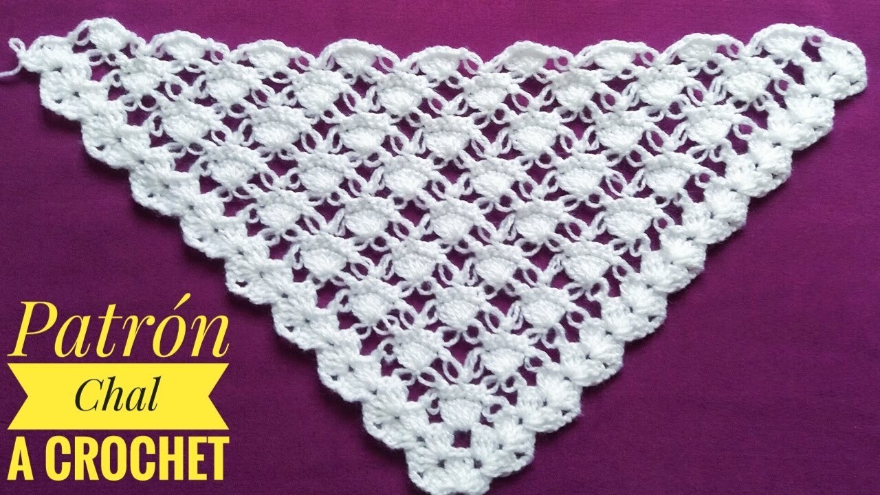 Mira que Fácil es Tejer éste Hermoso Patrón para Chal a CROCHET.Easy crochet triangle Shawl Pattern