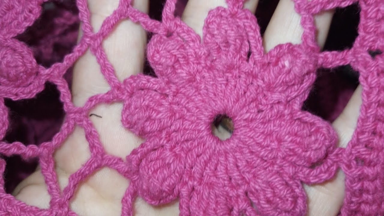 MOTIVO DE FLOR ????#crochet #tejido en la cajita de descripción un link