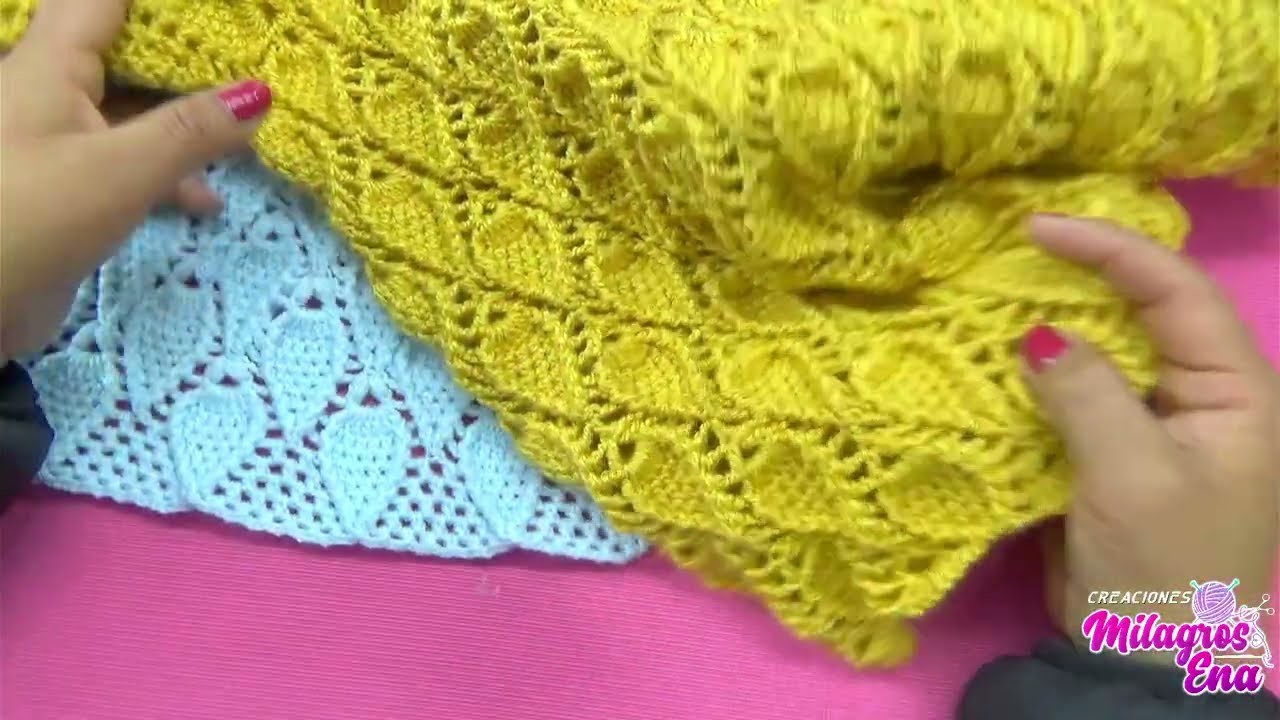 PARTE 5 Cuadro o cuadrado N° 33 tejido a crochet en punto hojas con contorno en relieve paso a paso