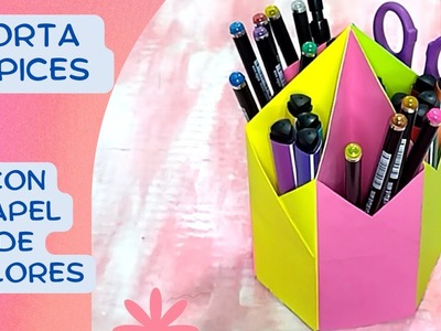 PORTA LÁPICES fàcil con HOJAS DE COLORES | DIY | HANDMADE | como fazer um porta lápis |