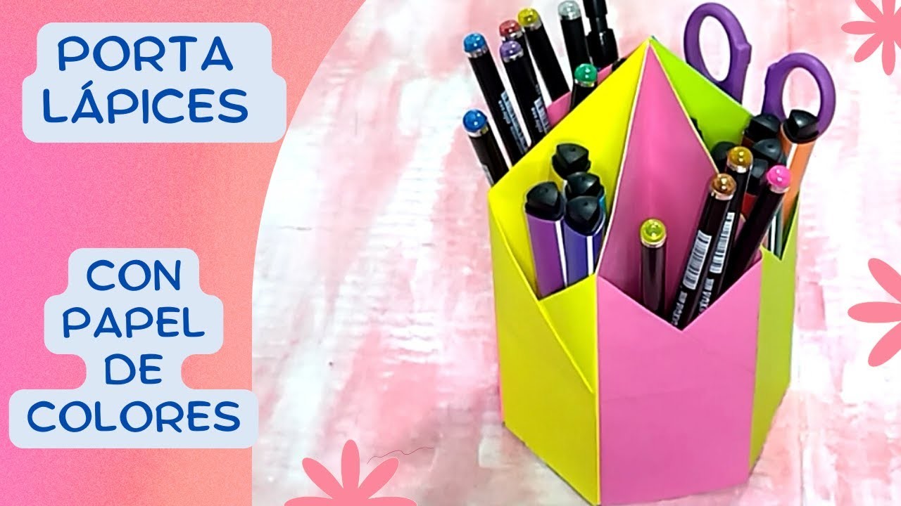 PORTA LÁPICES fàcil con HOJAS DE COLORES | DIY | HANDMADE | como fazer um porta lápis |