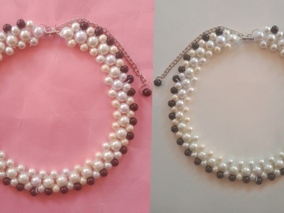 Simple Pearl Necklace Making Tutorial.