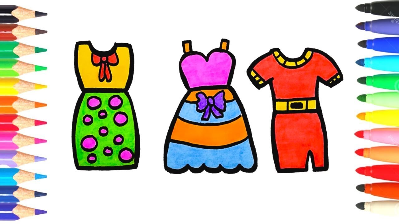 Cómo dibujar 3 vestidos  ????❤️???????????????? Dibuja y Colorea Tres Vestidos Diferentes