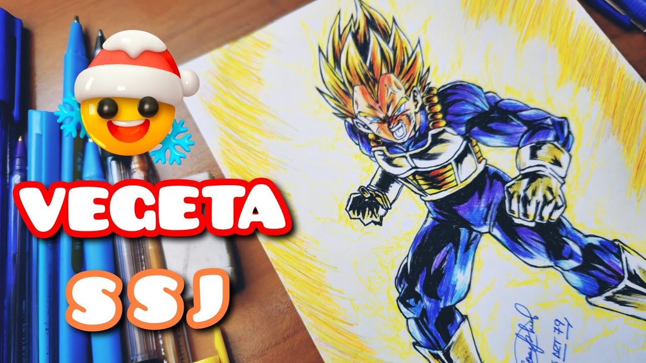 COMO DIBUJAR A VEGETA SSJ. con Boligrafos. paso a paso.???????????? @CarlosArt79 #tutorial